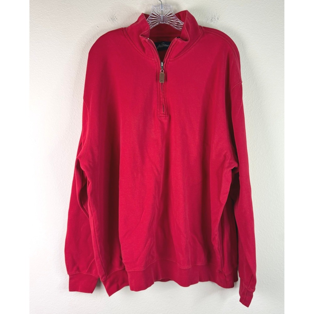 Jack Nicklaus Pullover Mens XXL Red Quarter Zip 100% Cotton Golden Bear Logo